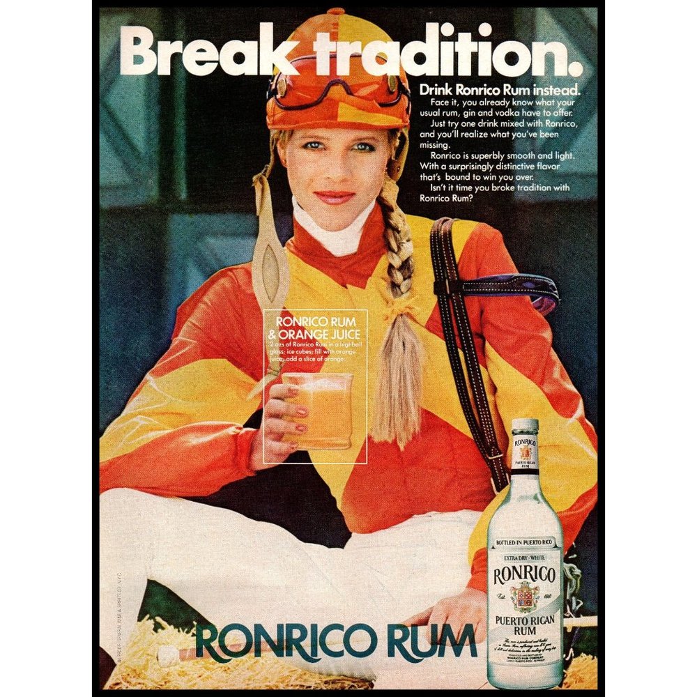 1981 Ronrico Puerto Rican Rum Vintage Print Ad Equestrian Rider Wall Art Photo